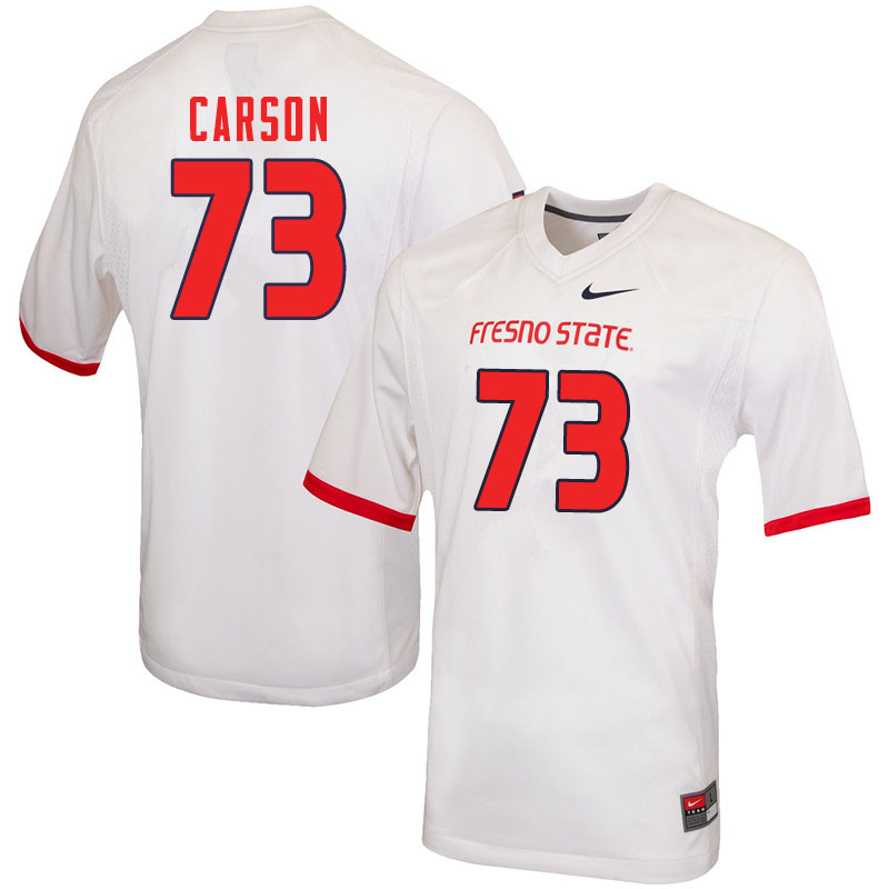 Men #73 Elijah Carson Fresno State Bulldogs College Football Jerseys Sale-White - Click Image to Close